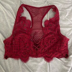 Red lace bralette